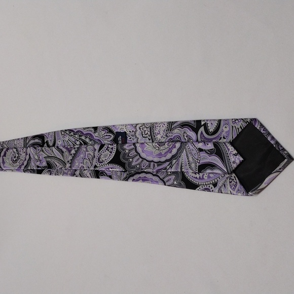 Stafford Performance Purple, Gray and Black Paisley Men's Tie NT#13 - Picture 6 of 13